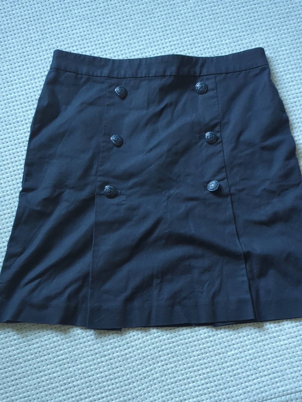 Brooks Brothers Black Double-Button Mini Skirt